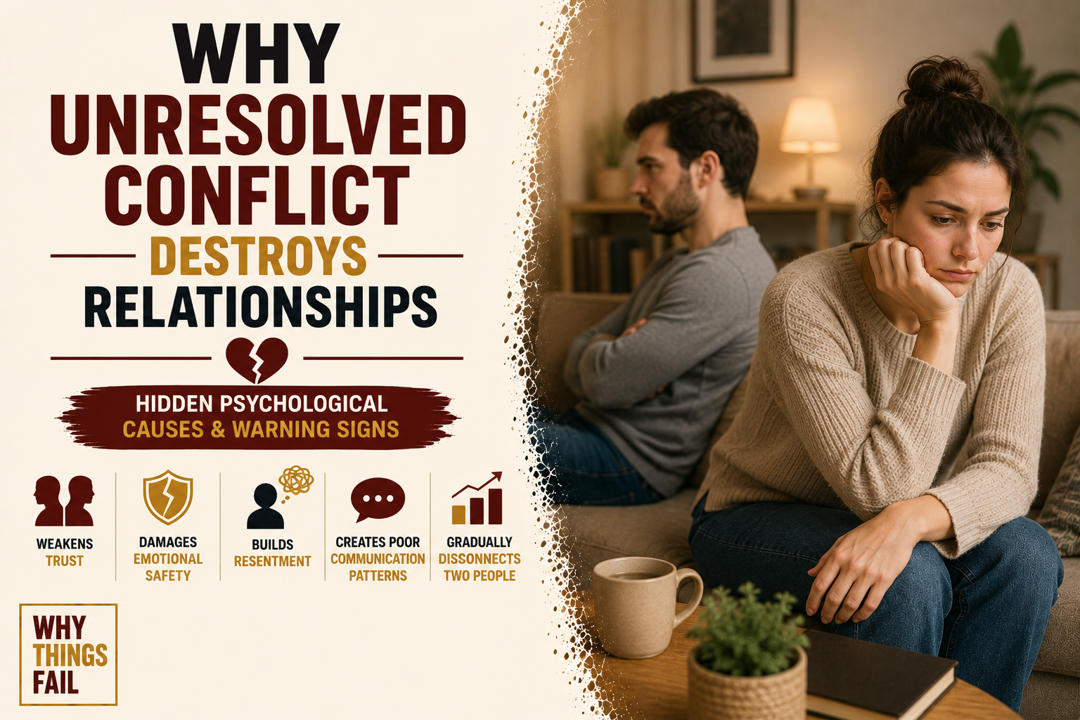 Therapist helping a couple resolve disagreement during a counselling session, representing Why Unresolved Conflict Destroys Relationships through healthy communication and emotional understanding.