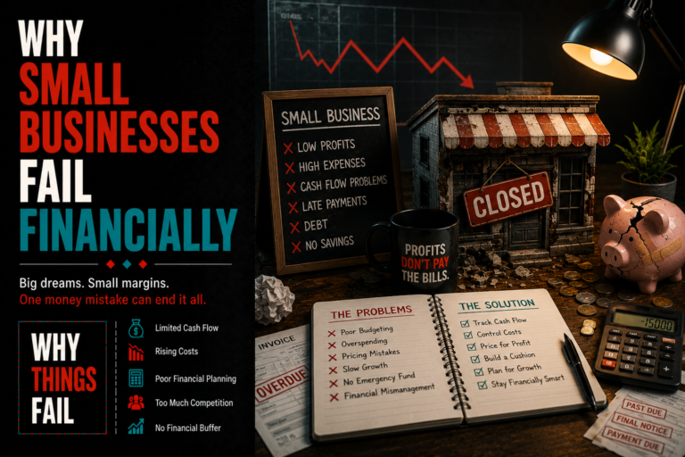 Why Small Businesses Fail Financially illustrated through poor cash flow management and rising business expenses