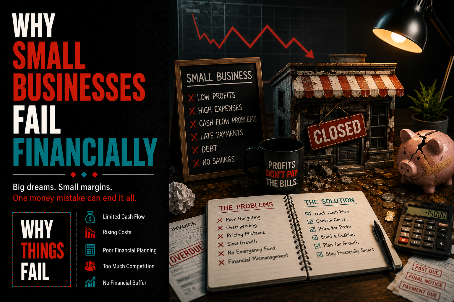 Why Small Businesses Fail Financially illustrated through poor cash flow management and rising business expenses