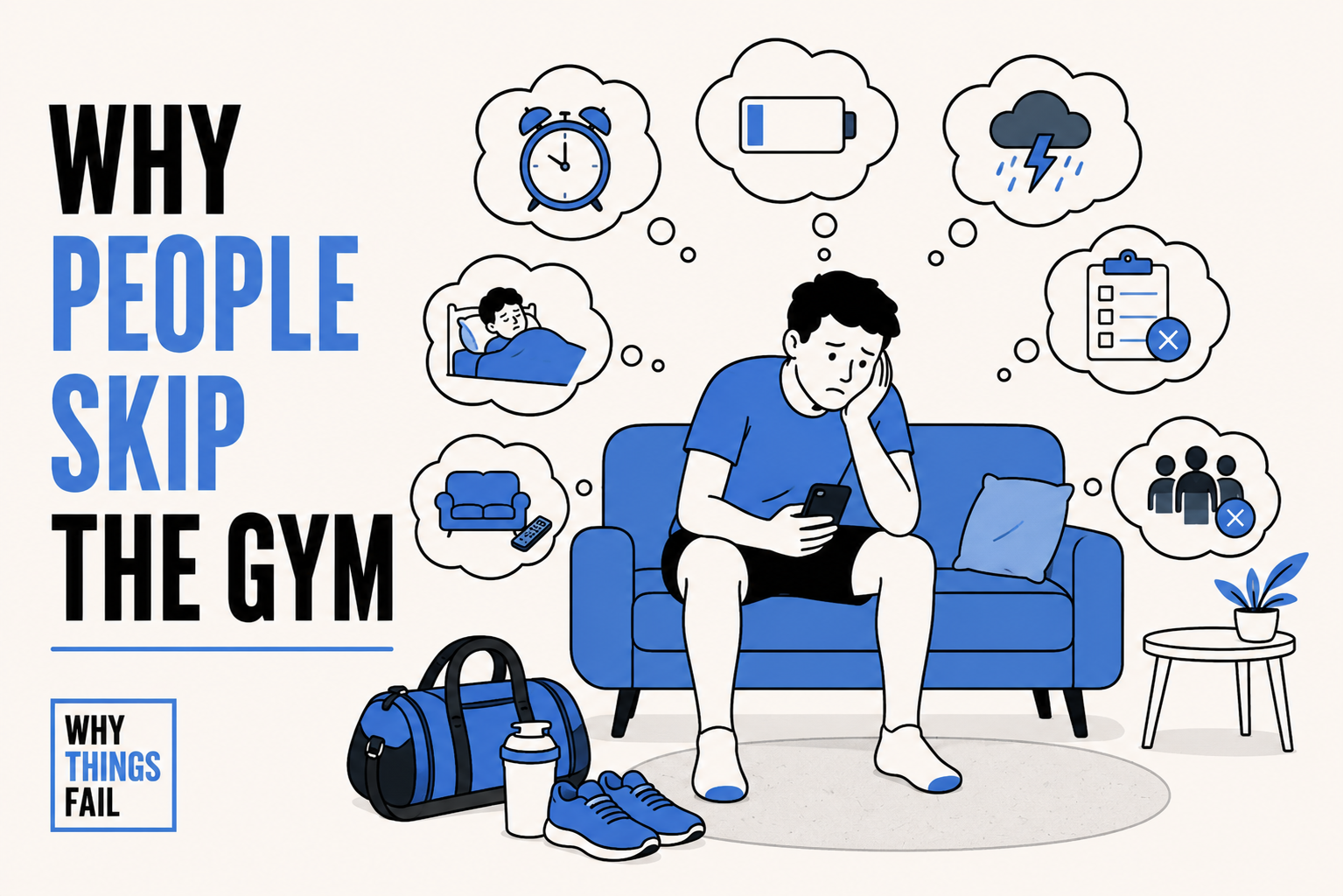 Gym entrance with few visitors representing Why People Skip The Gym through poor habit formation, lack of planning and behavioural barriers.