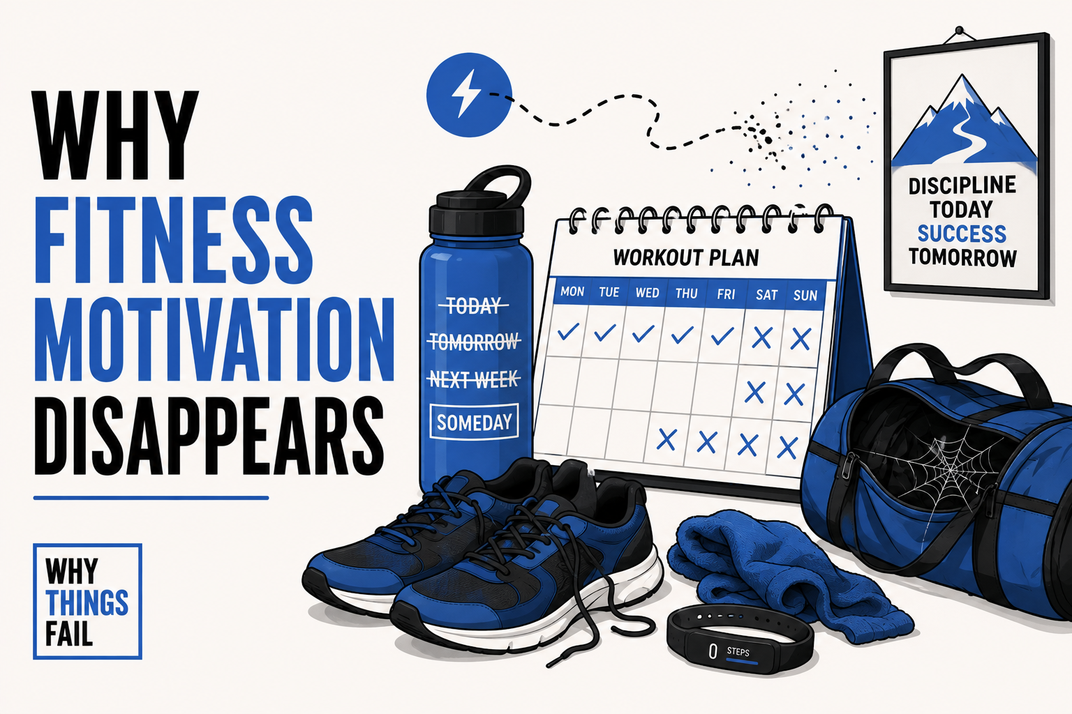 Why Fitness Motivation Disappears illustrating habit building, daily exercise routine and long term healthy lifestyle